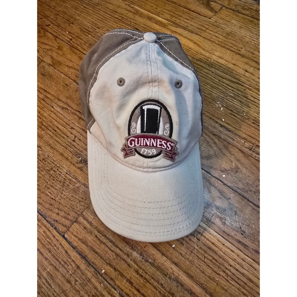 Guinness Official Merchandise Distressed Baseball Cap Khaki Brown Adjustable Hat